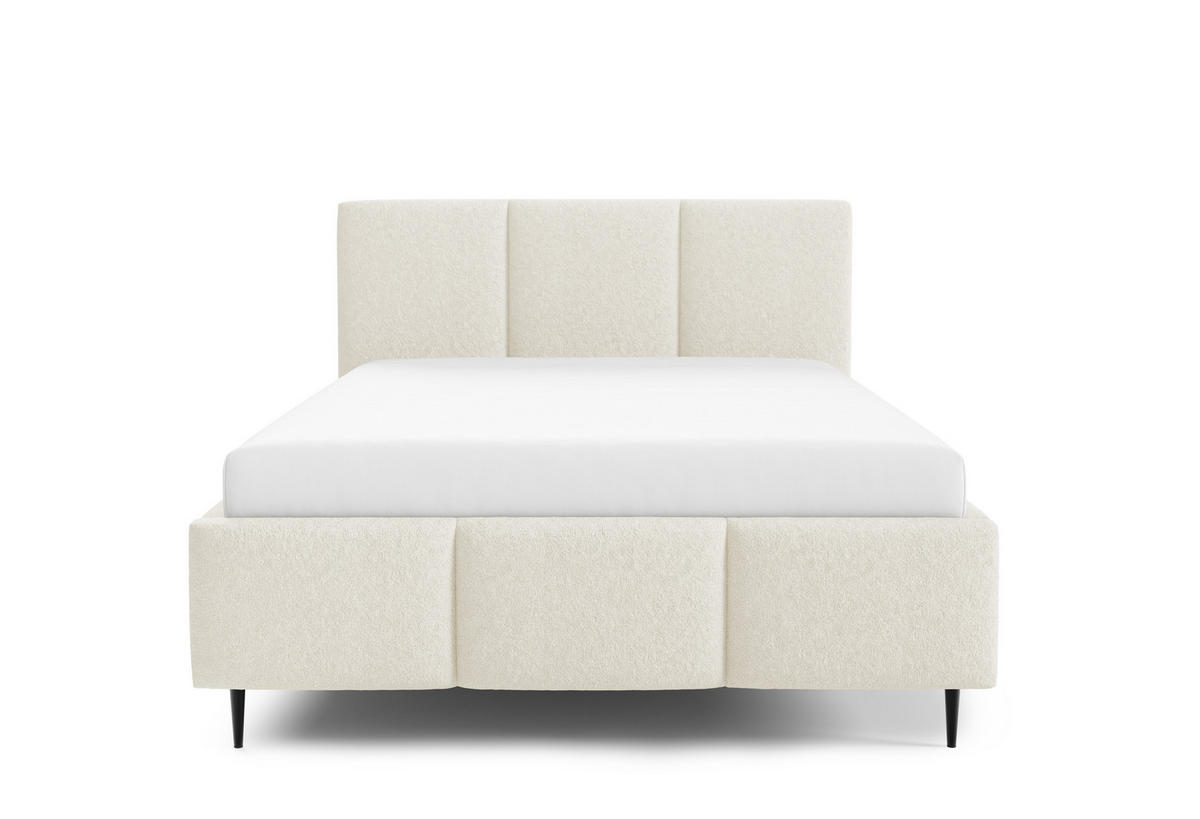 POLSTERBETT VALERIO mit Beinen mit Bettkasten, Bett 180x200,Doppelbett,Lattenrost,Boxspringbett-Optik,ohne Matratze,Schlafzimmer-Creme - Creme, Holz (180/200cm) - Furnistar