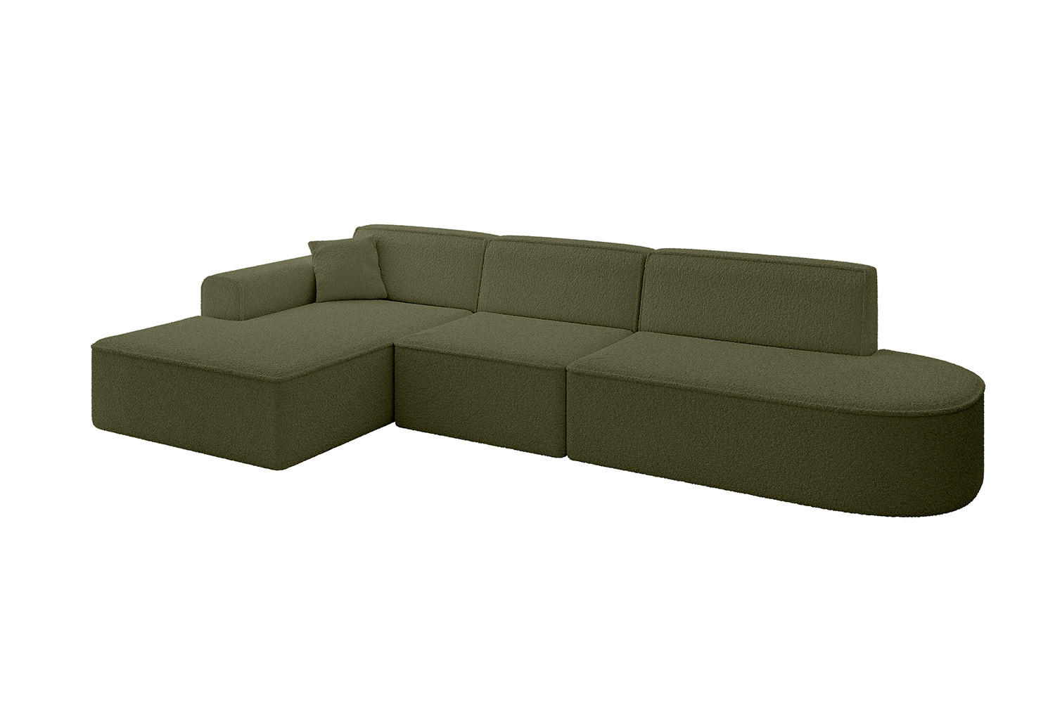 ECKSOFA Ottomane Links IREA-L2-v3 - 328x171x79 cm Grün - Platinfarben/Olivgrün, Holzwerkstoff/Textil (328/171cm) - ALTDECOR
