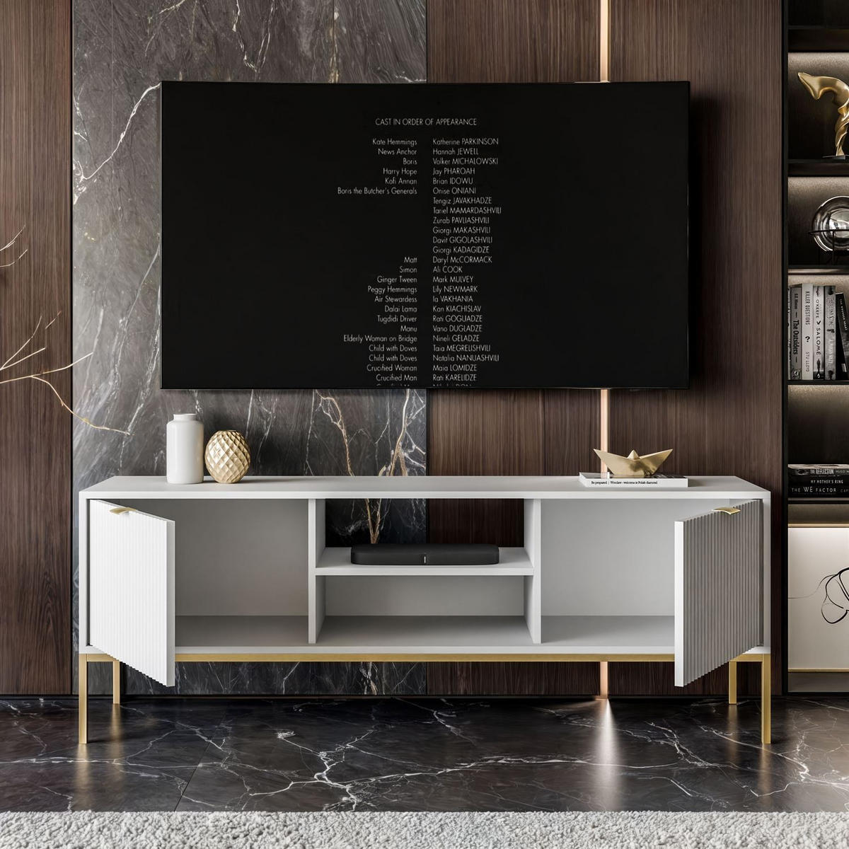 TV-ELEMENT CORTADO GOLD RTV154 WEISS - Weiß, Holzwerkstoff (154/56/39cm) - Lookway