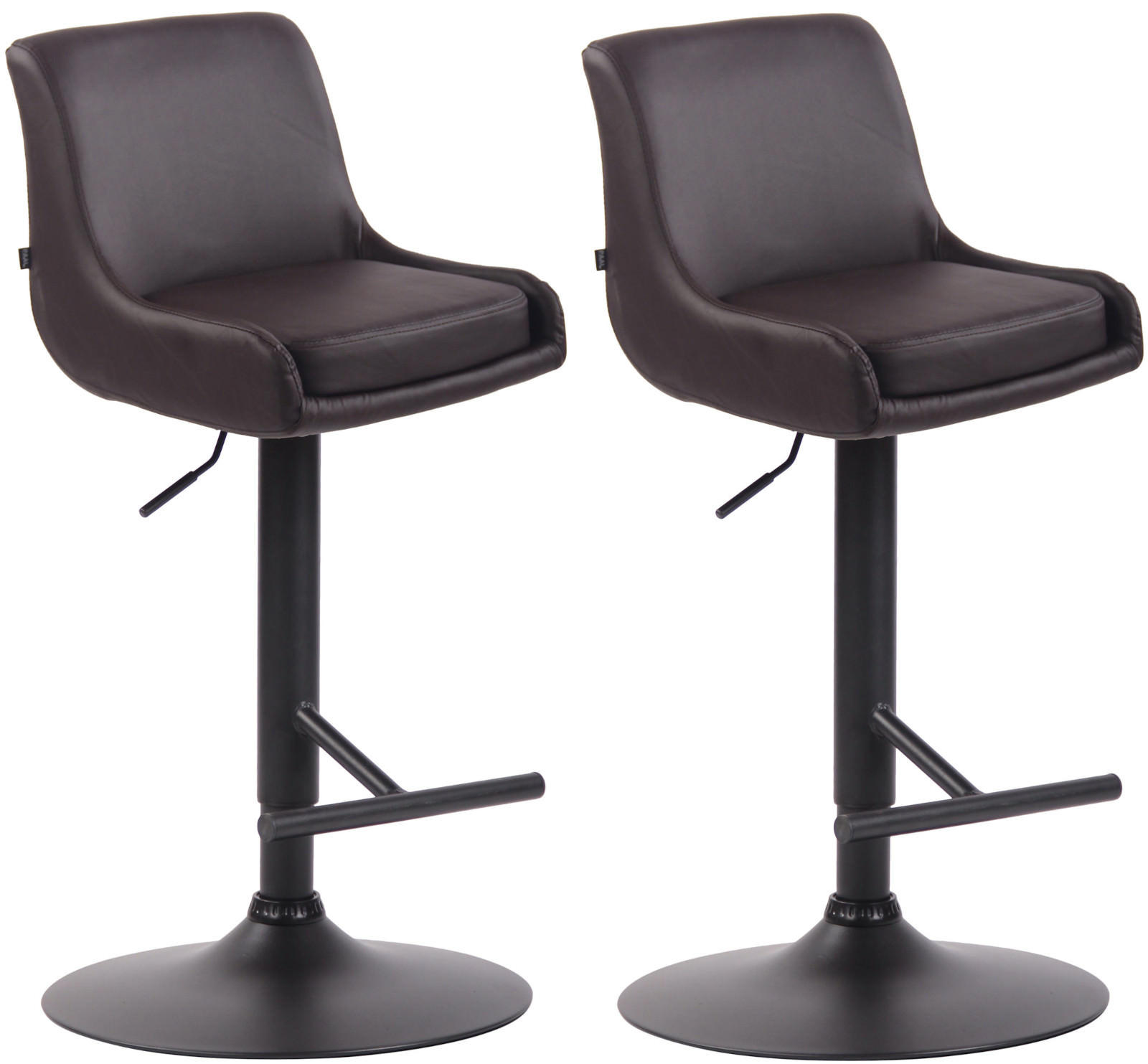 BARHOCKER 2er Set Lederlook braun - Schwarz/Braun, Textil/Metall (43/90/50cm) - CLP