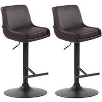 BARHOCKER 2er Set Lederlook braun - Schwarz/Braun, Textil/Metall (43/90/50cm) - CLP