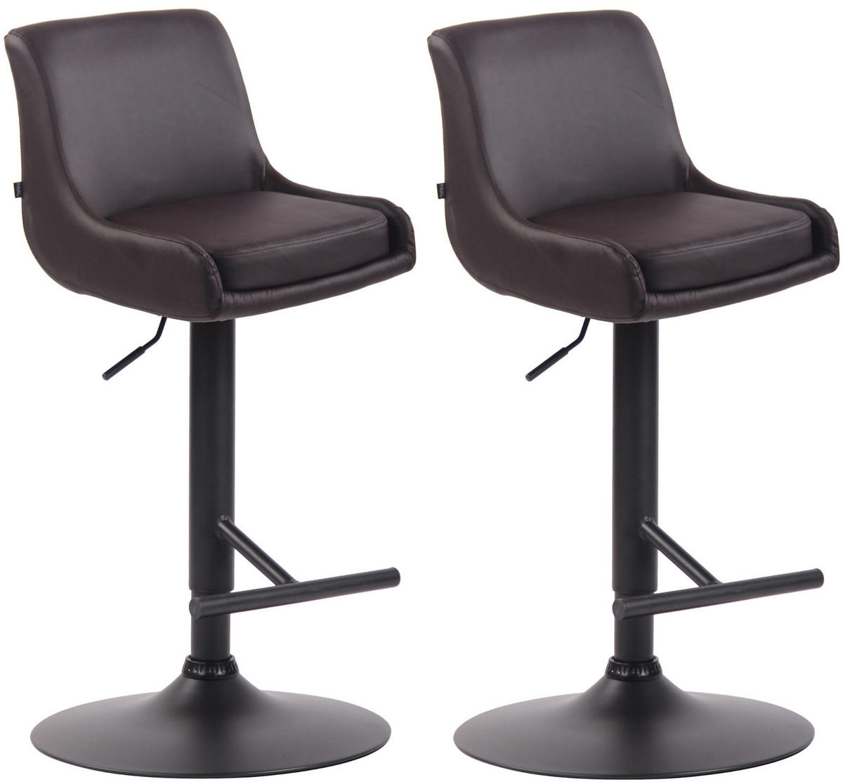 BARHOCKER 2er Set Lederlook braun - Schwarz/Braun, Textil/Metall (43/90/50cm) - CLP