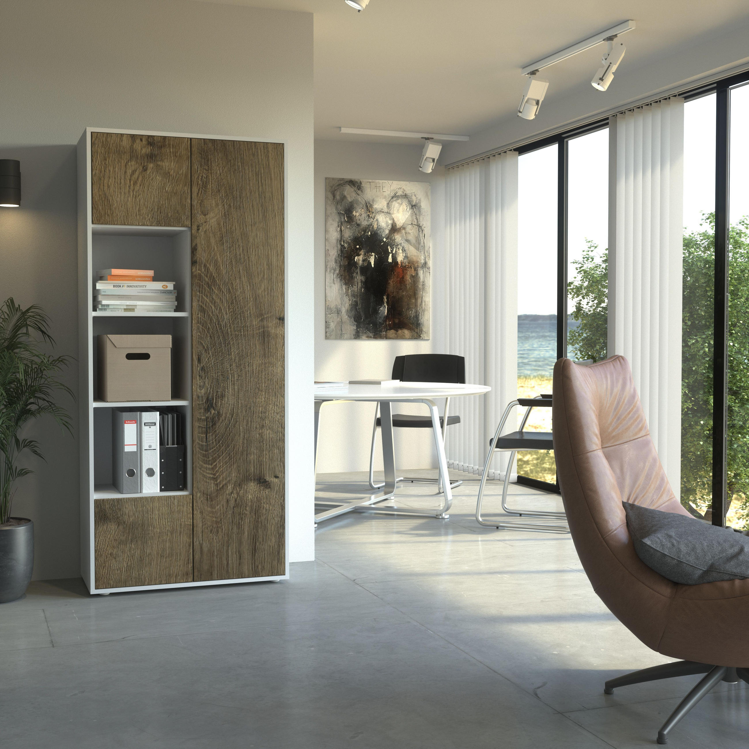 AKTENSCHRANK Amira T30 Eiche Ribbeck 180/80/40 cm - Alteiche, Holzwerkstoff (80/180/40cm) - SIMPLYFURN