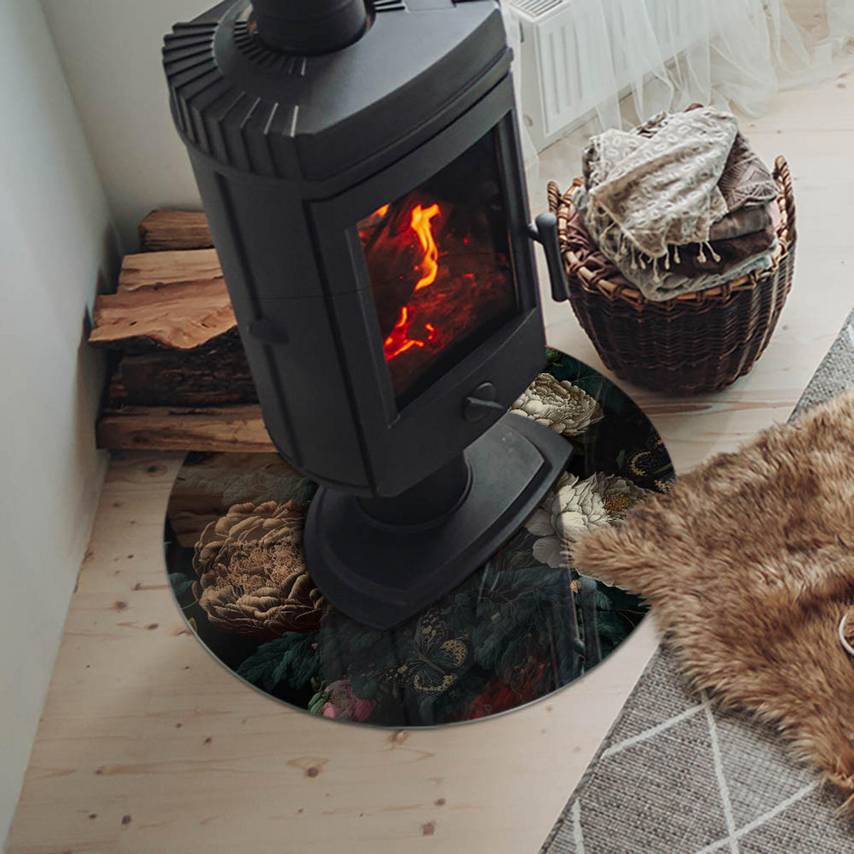 GLASPLATTE für Kamin Ø 60 cm - Grün, Glas (60/60/0.4cm) - TULUP