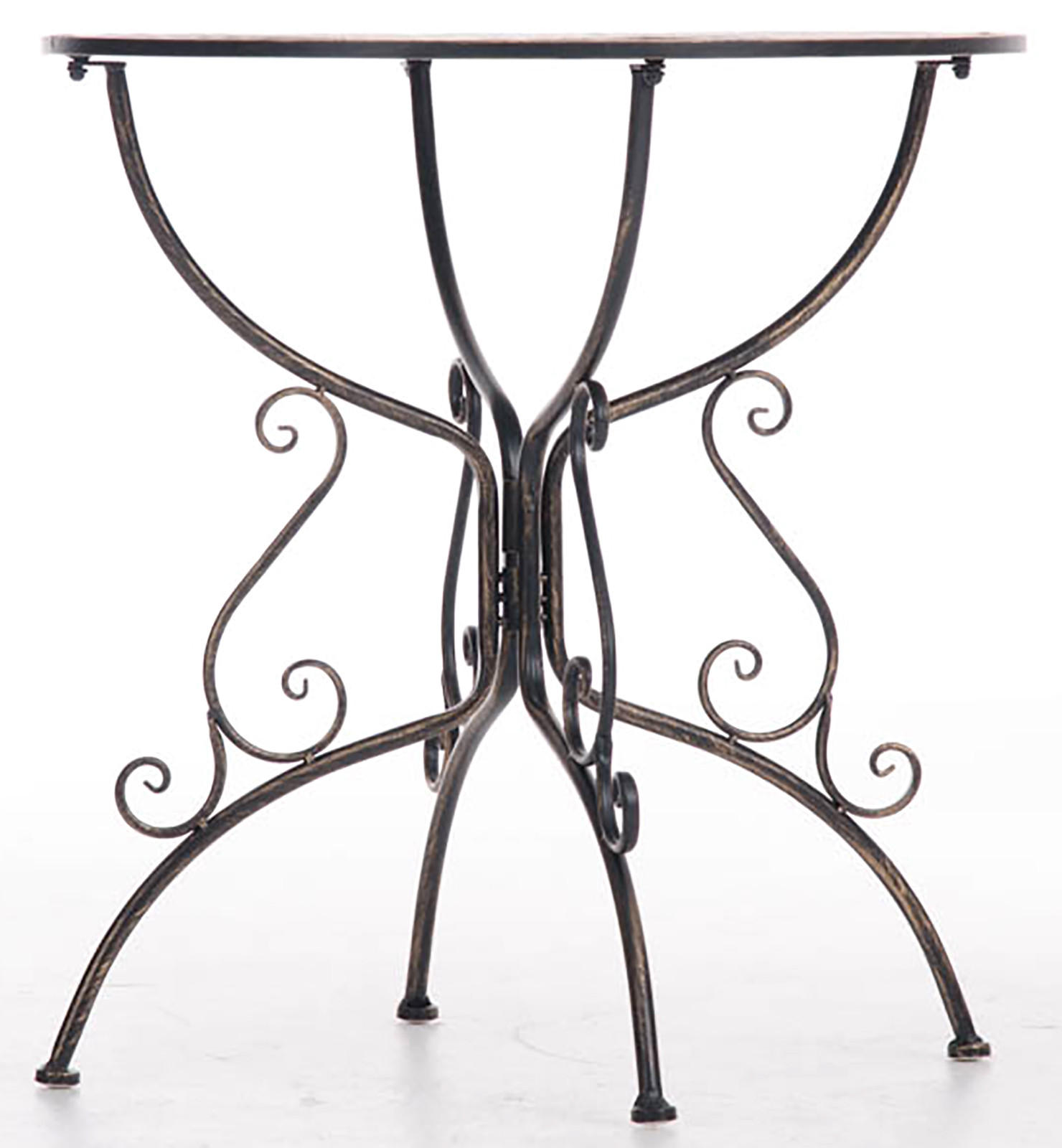 GARTENBEISTELLTISCH rund Ø70 cm Metall bronze - Bronzefarben, Metall (70/70/74cm) - CLP