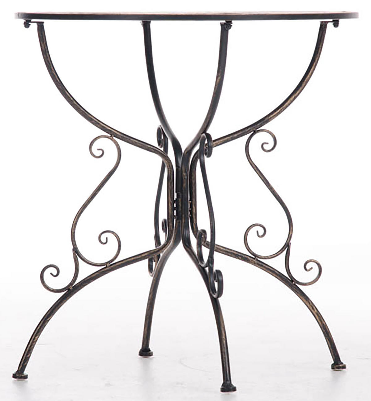 GARTENBEISTELLTISCH rund Ø70 cm Metall bronze - Bronzefarben, Metall (70/70/74cm) - CLP
