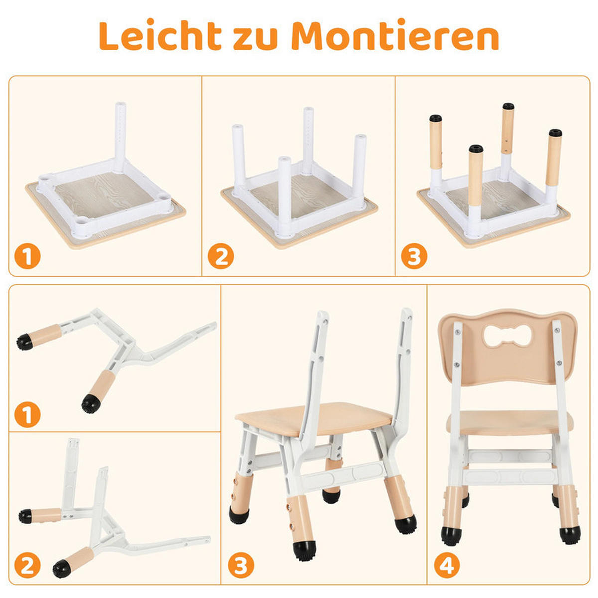 KINDERSITZGRUPPE Beige Höhenverstellbar - Beige, Kunststoff (60/48/60cm) - Bextsrack