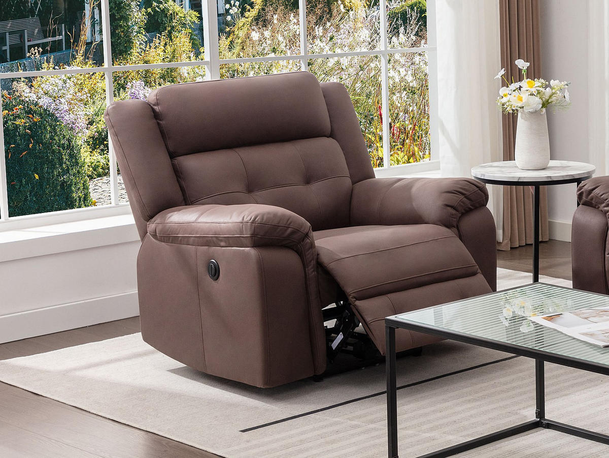 RELAXSESSEL - 1 Person - Stoff, Stoff - Braun - - Braun, Textil (103/102/97cm) - Vente-Unique