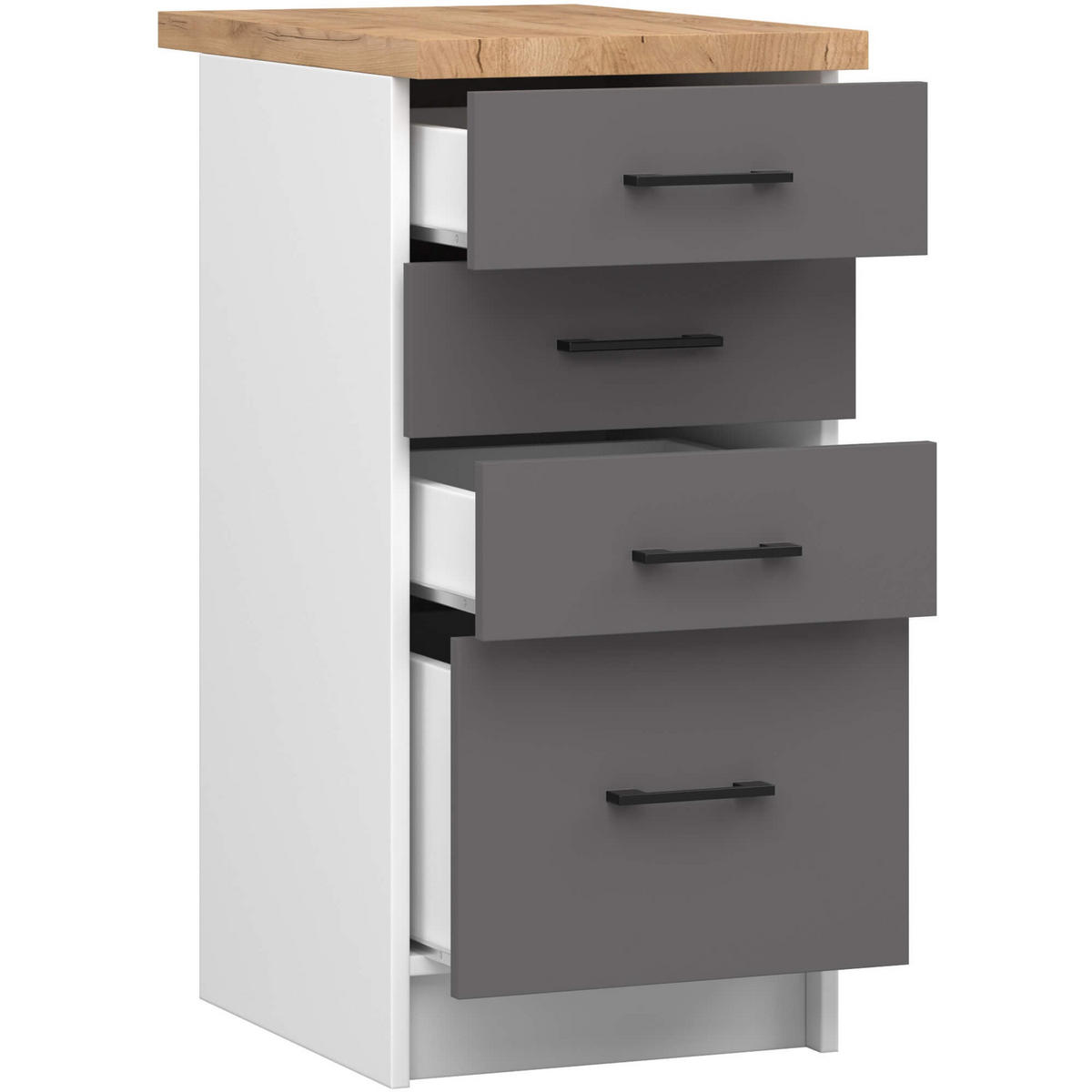 UNTERSCHRANK Weiß, Graphit Grau 85/40/46 - Dunkelgrau/Weiß, Holzwerkstoff (40/85/46cm) - RAUMHIRSCH FURNITURE