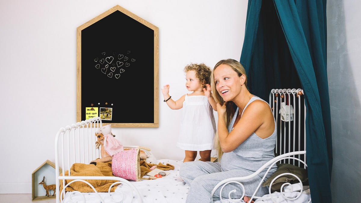 MAGNETISCHE Kreidetafel im Hausform mit Holzrahmen, 90x60cm - Schwarz, Metall (90/60/2cm) - ALLboards