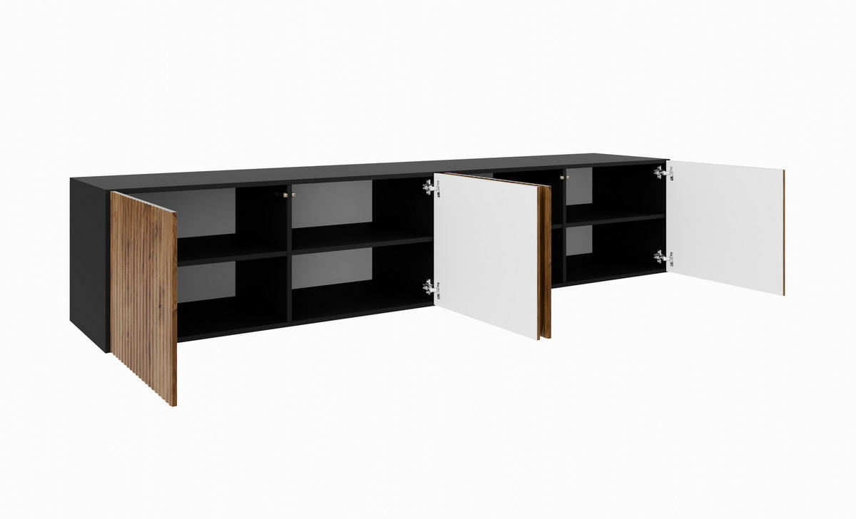 TV-SCHRANK NOE - Wildeiche/Schwarz, Holzwerkstoff (200/41/40cm) - Meblini