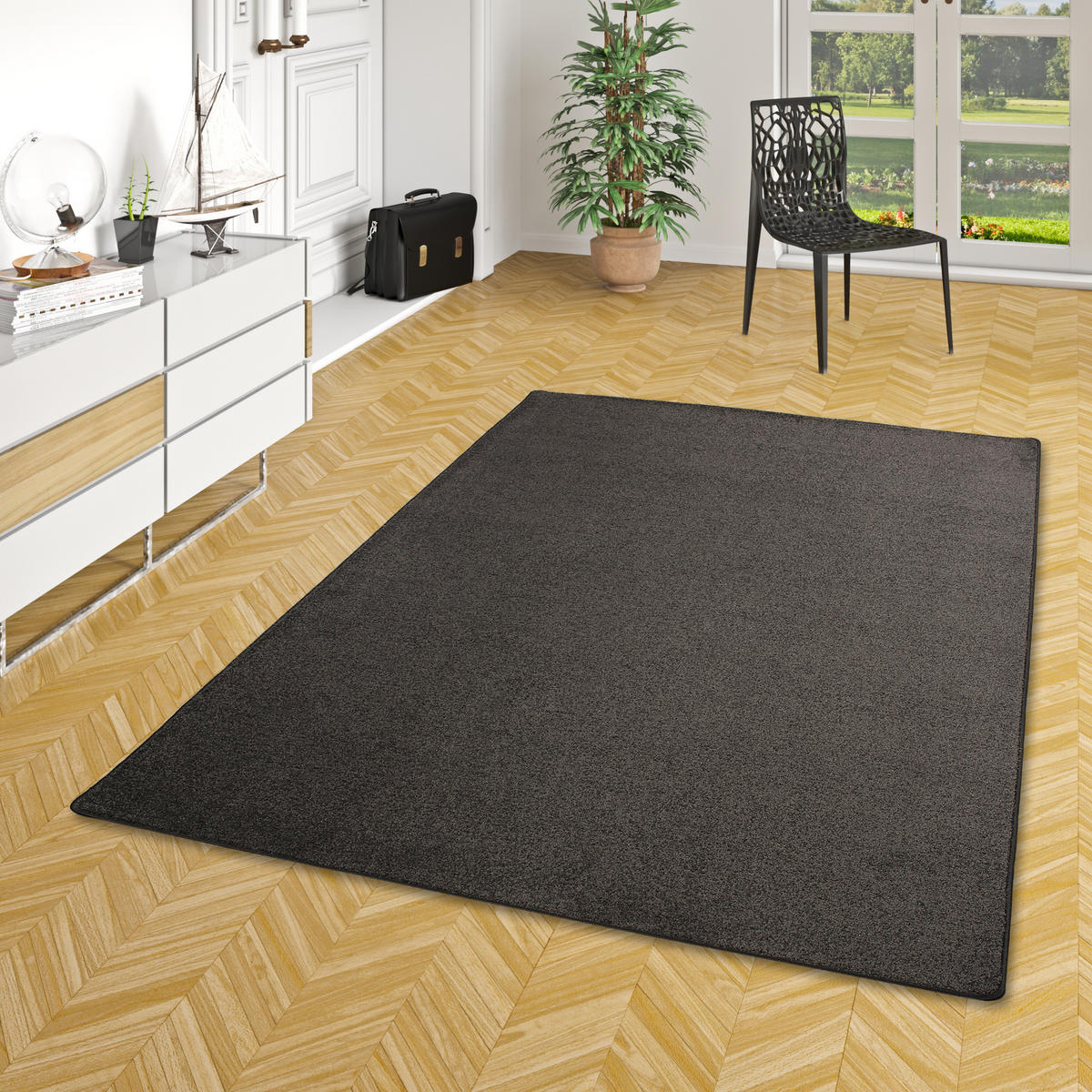 HOCHFLOR VELOURS TEPPICH LUNA - Anthrazit, Textil (100/300cm) - Snapstyle