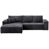 ECKSOFA Pablo mit Schlaffunktion Schwarz Cord - Schwarz, Textil (294/185cm) - Bromarkt