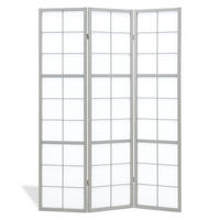PARAVENT 3-tlg 132/179 cm Grau Holz Shoji - Grau, Holz (132/179/2cm) - Homestyle4u