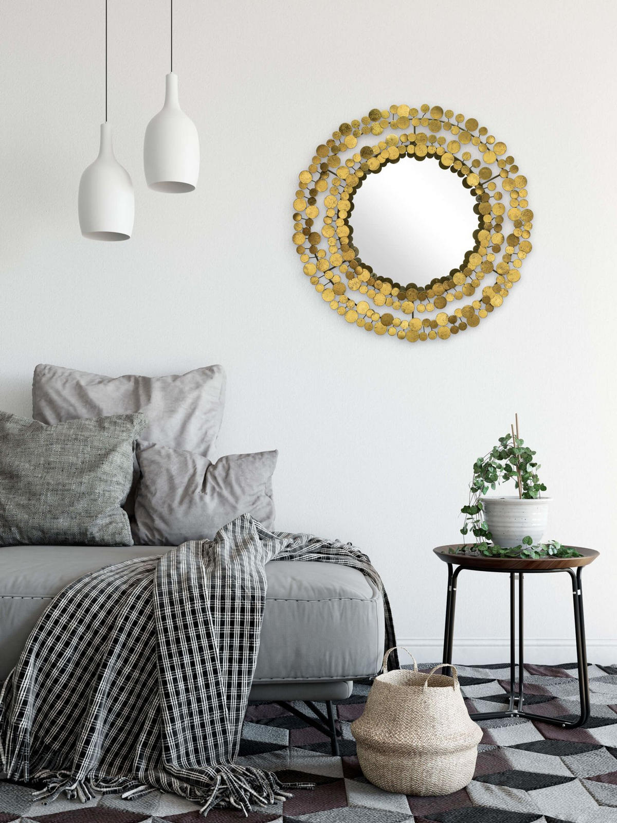 WANDSPIEGEL Gold 68/68 cm - Goldfarben, Metall (7.3/68/6cm) - KUNSTLOFT