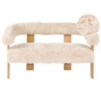 2-SITZER-SOFA Webpelz Cremeweiß/Hellbraun Ilbro - Creme, Textil (138/76/68cm) - Beliani