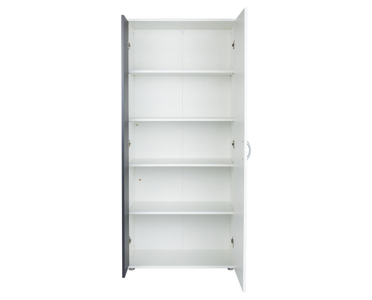 MEHRZWECKSCHRANK (B/H/T): 70/159/35 cm 5 Weiß Anthrazit - Anthrazit/Silberfarben, Holzwerkstoff/Kunststoff (70/159/35cm) - arthur berndt