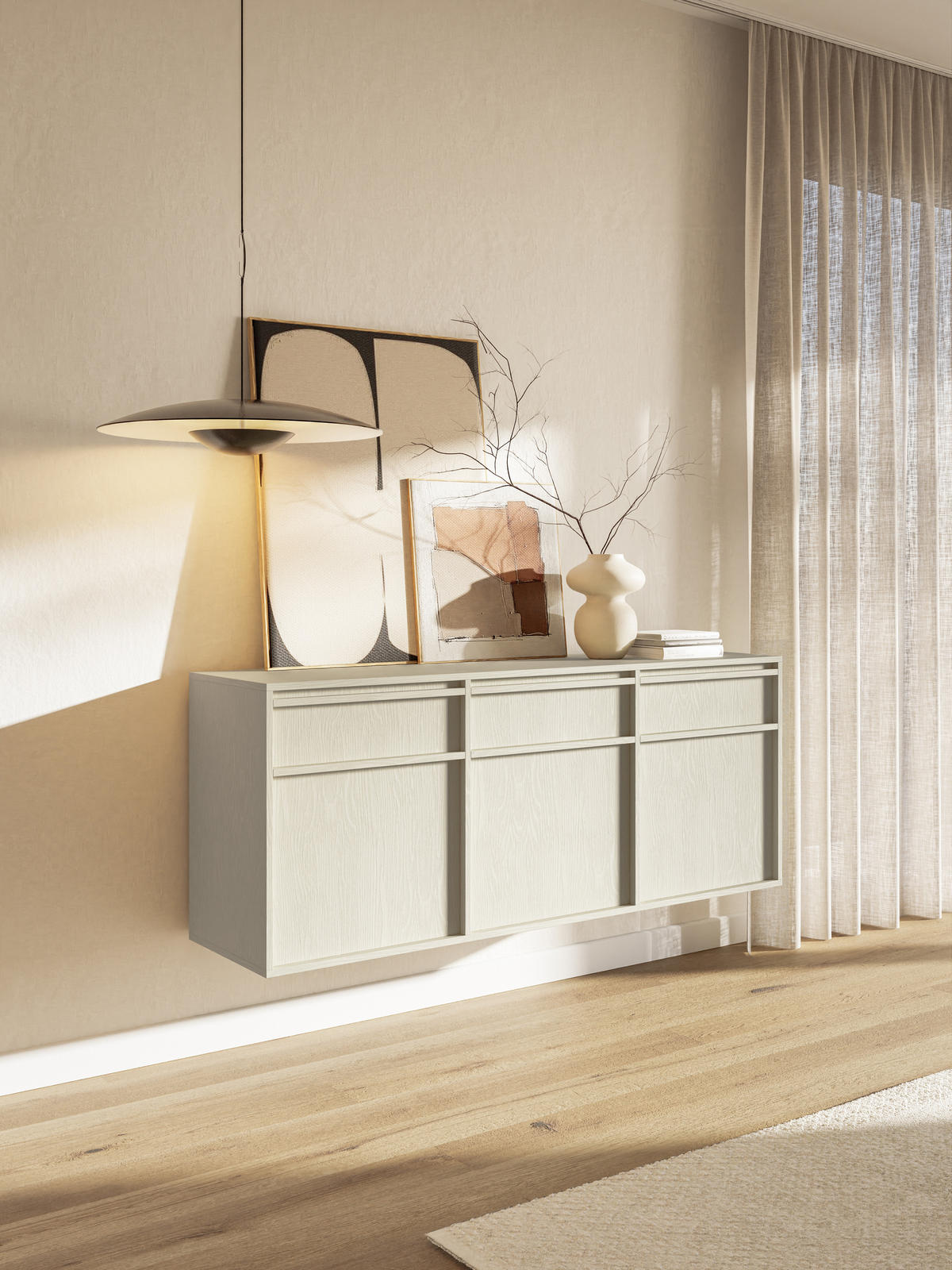 SIDEBOARD Evo Hellbeige 154 cm - Beige, Holzwerkstoff (154/61.6/39cm) - Selsey