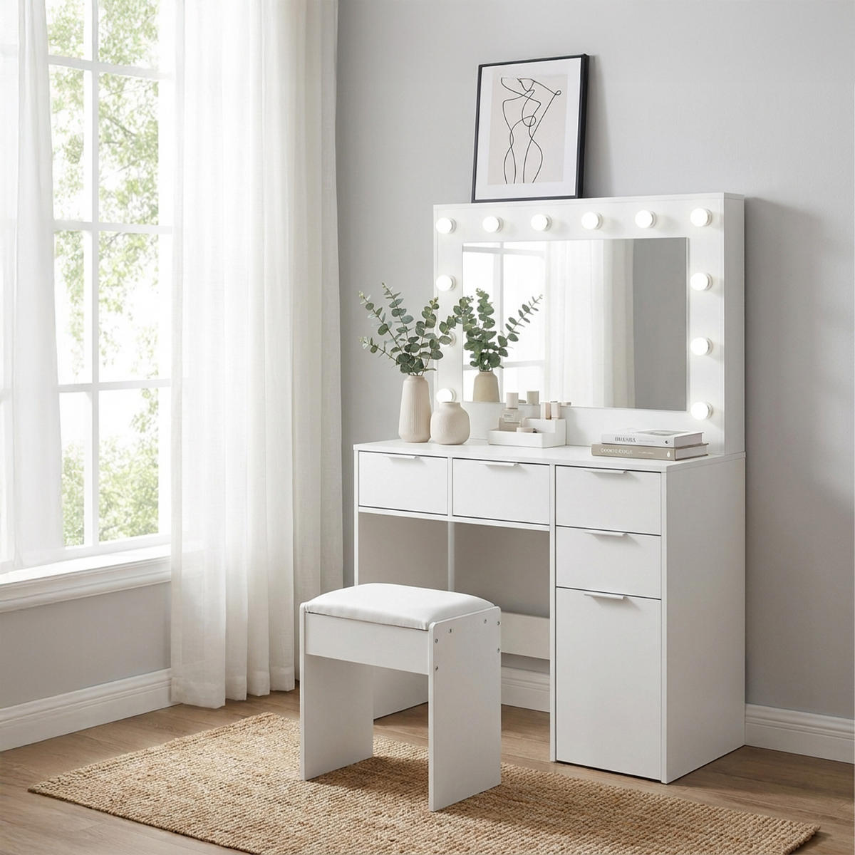 VĂ rugăm să indicați culoarea - alb, compozit lemnos (105/140/40cm) - Relaxdays