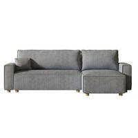 ECKSOFA cosy grau 4-sitzer cord - Grau, Holz (252/140cm) - Concept Usine