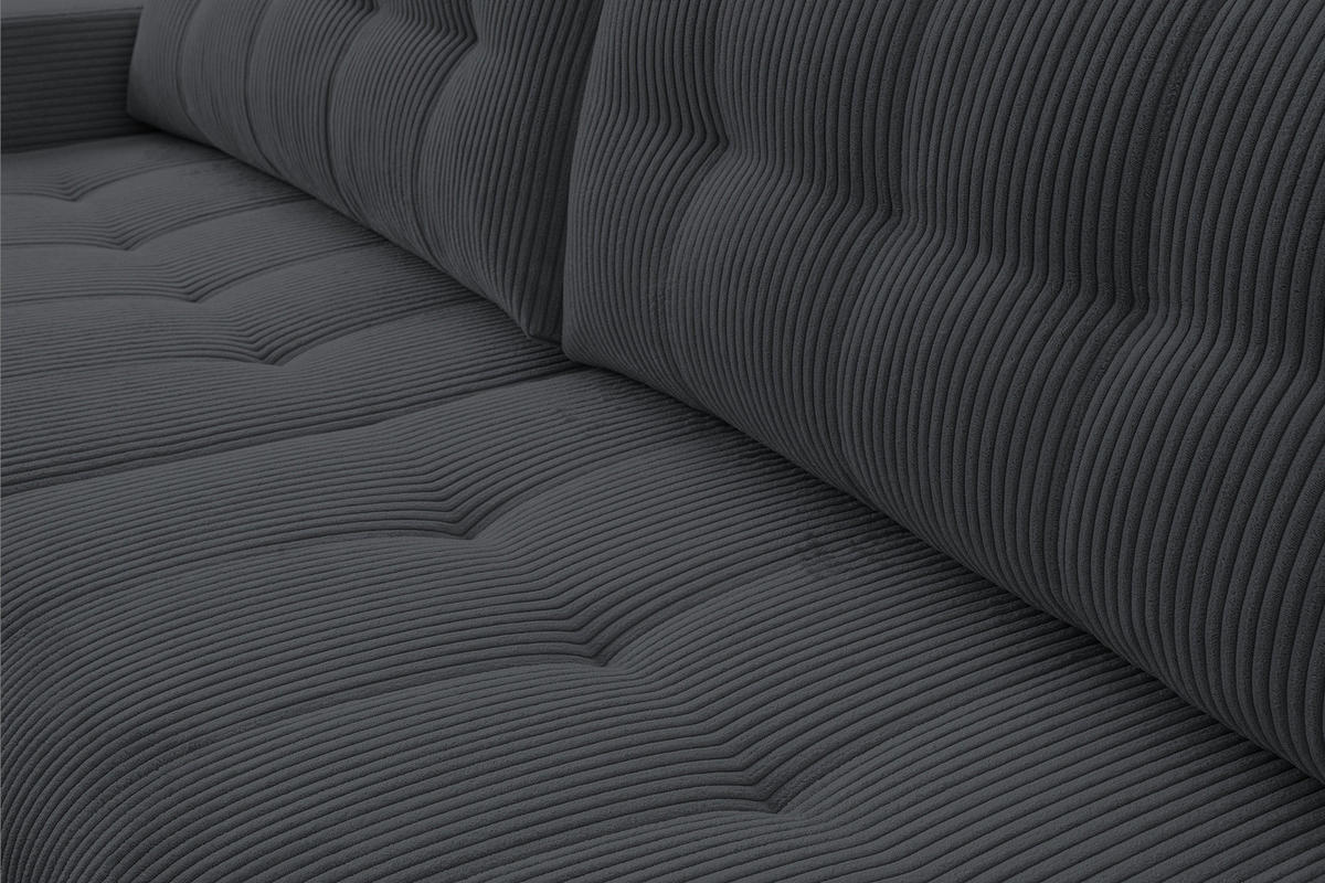 ECKSOFA Palermo mit Schlaffunktion und Bettkasten in Cordstoff - Dunkelgrau, Holz/Holzwerkstoff (245/143cm) - Ravio