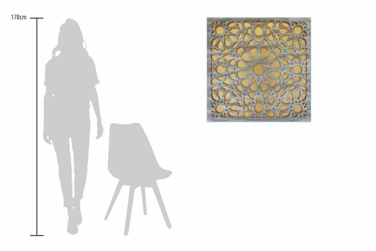 METALLBILD Gold 80/80 cm - Silberfarben/Goldfarben, Metall (3/80cm) - KUNSTLOFT