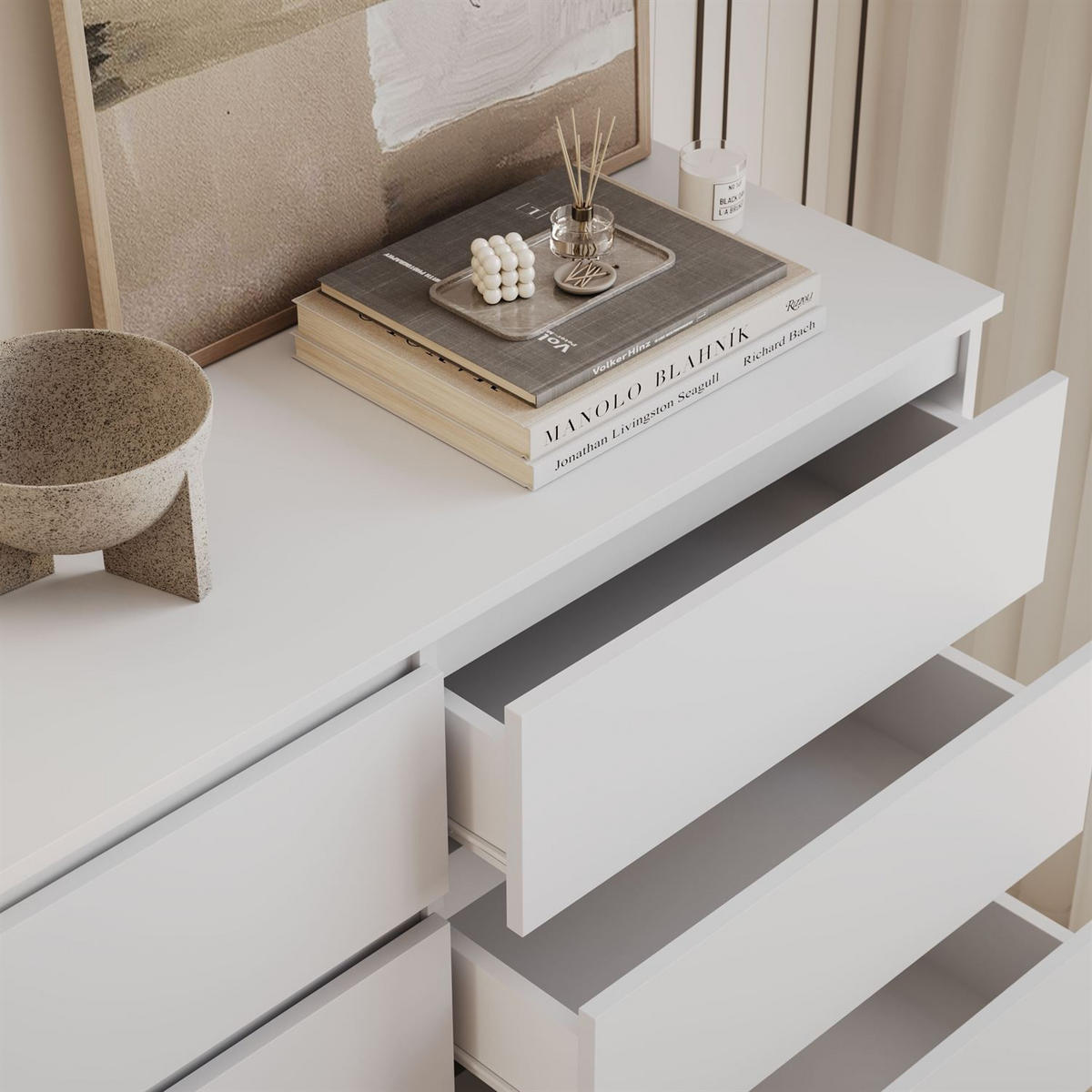 SIDEBOARD HANA M8 mit Schubladen Weiß - Weiß, Holzwerkstoff (120/97/40cm) - Lookway