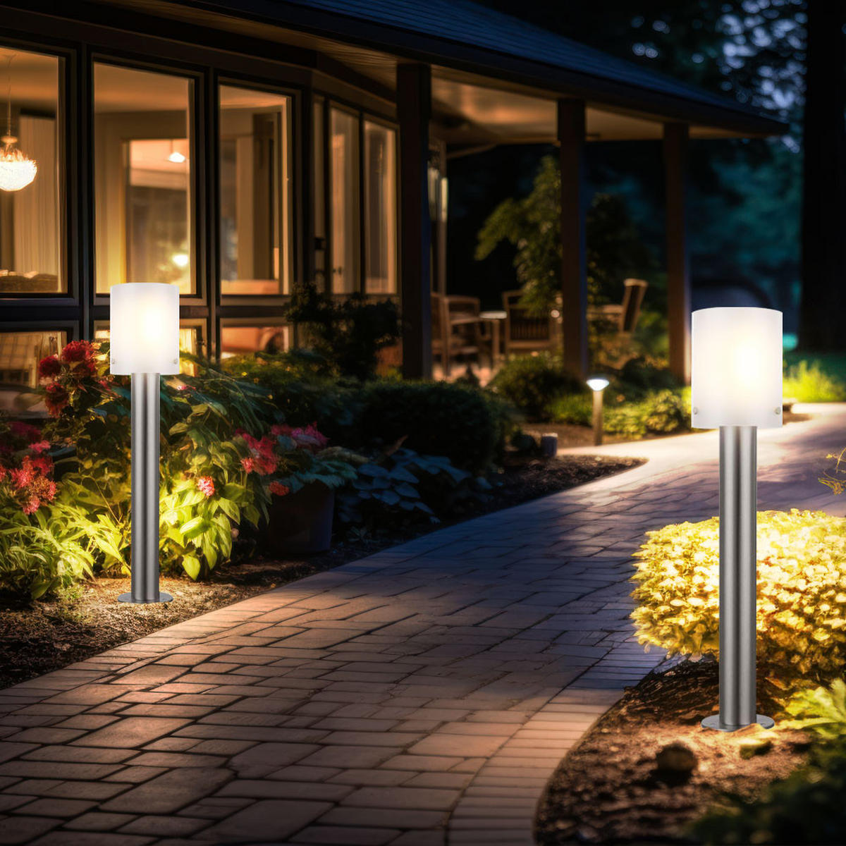 LED AUSSENLEUCHTE Edelstahl Silber - Silberfarben, Metall (12/12/55cm) - Globo Lighting