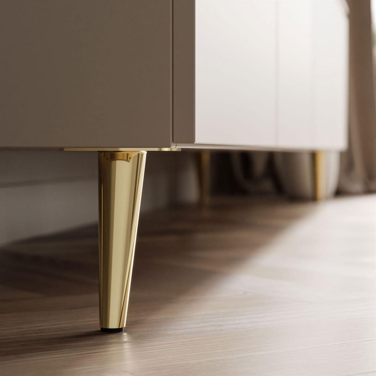 LOWBOARD TV-Schrank CELINE KASCHMIR 200 cm auf schrägen goldenen Chrom-Beinen - Kaschmir/Goldfarben, Holzwerkstoff/Metall (200/48/40cm) - Lookway