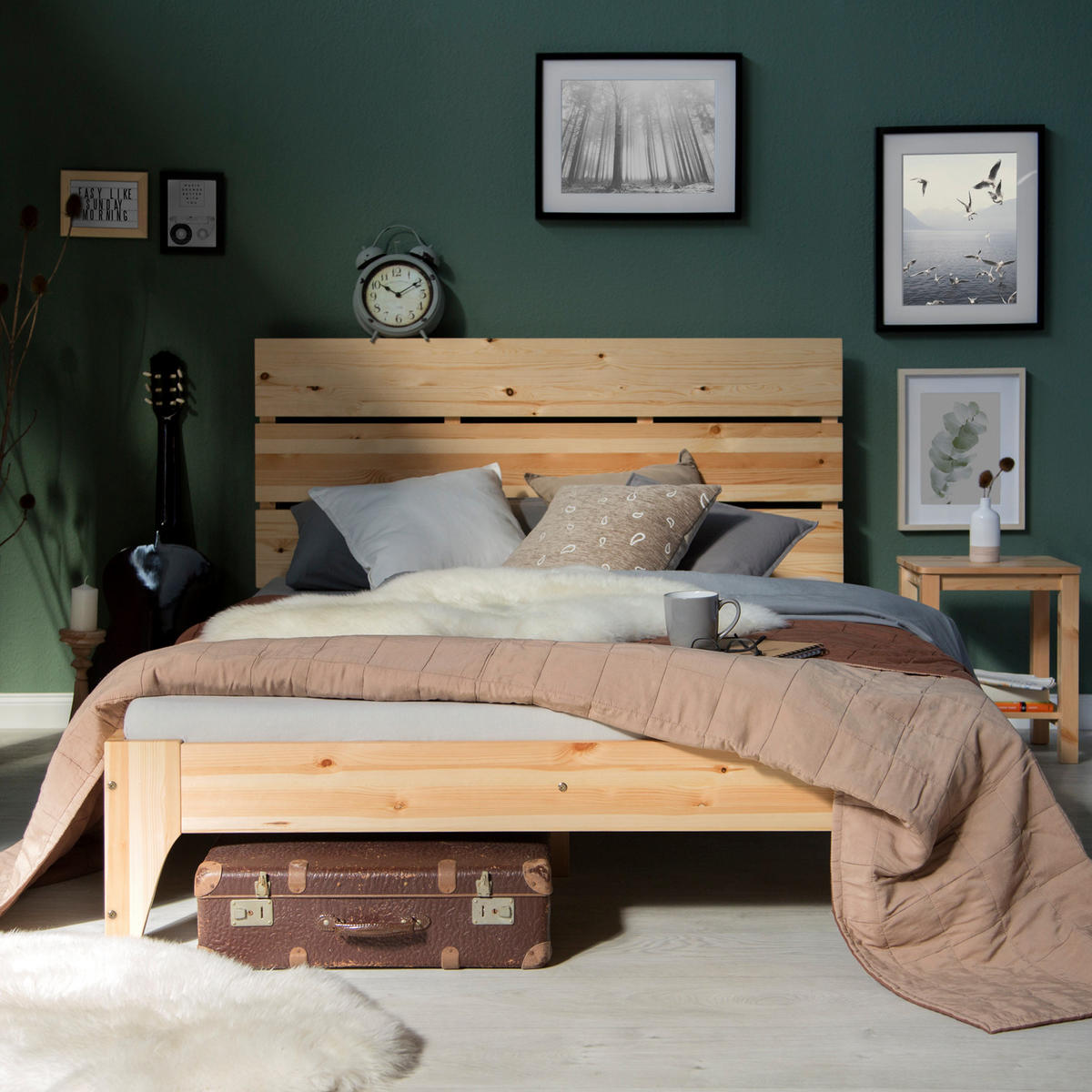 BETT 140/200 cm in Natur - Braun, Holz (140/200cm) - Homestyle4u