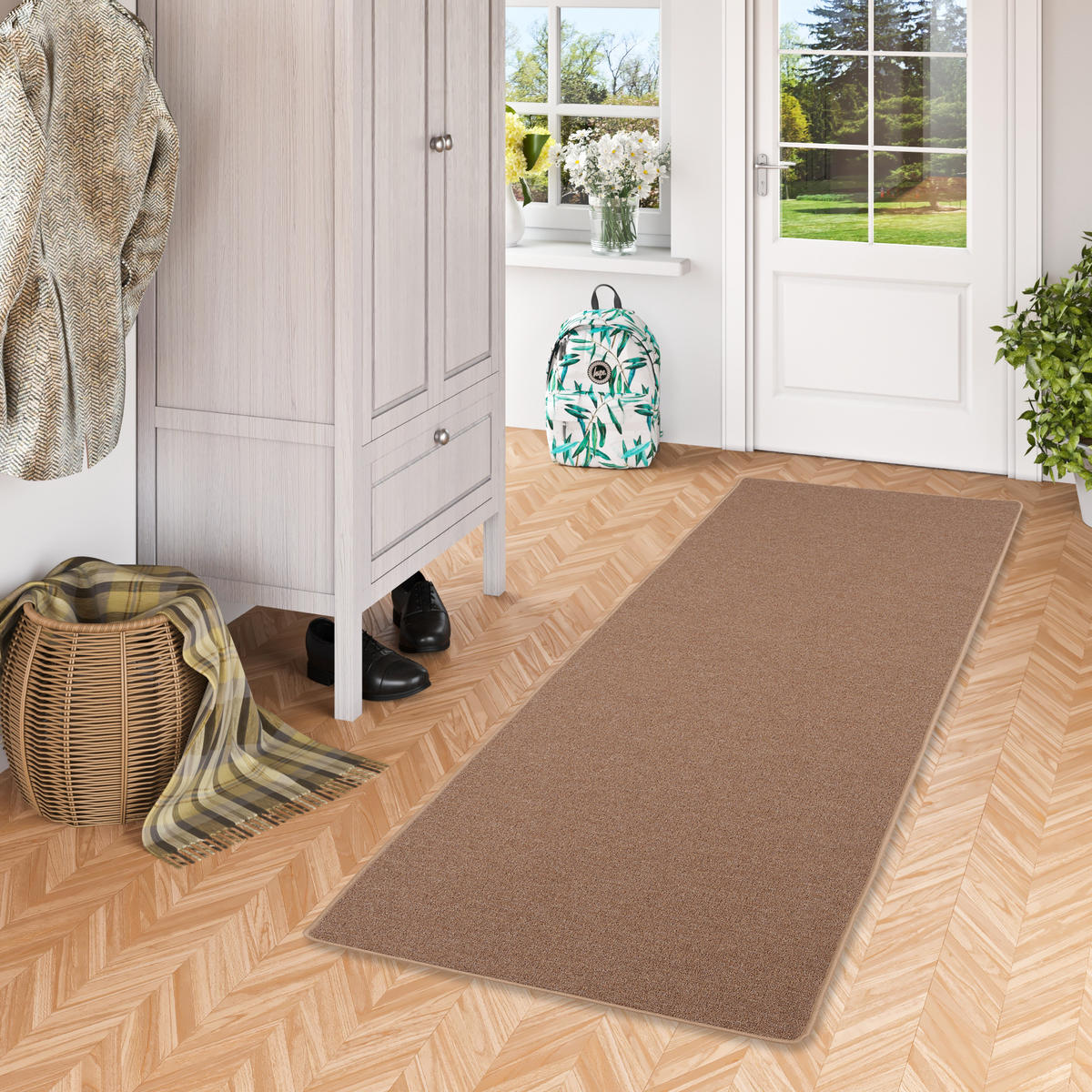 FEINSCHLINGEN VELOUR LÄUFER TEPPICH STRONG - Walnussfarben, Textil (80/400cm) - Snapstyle