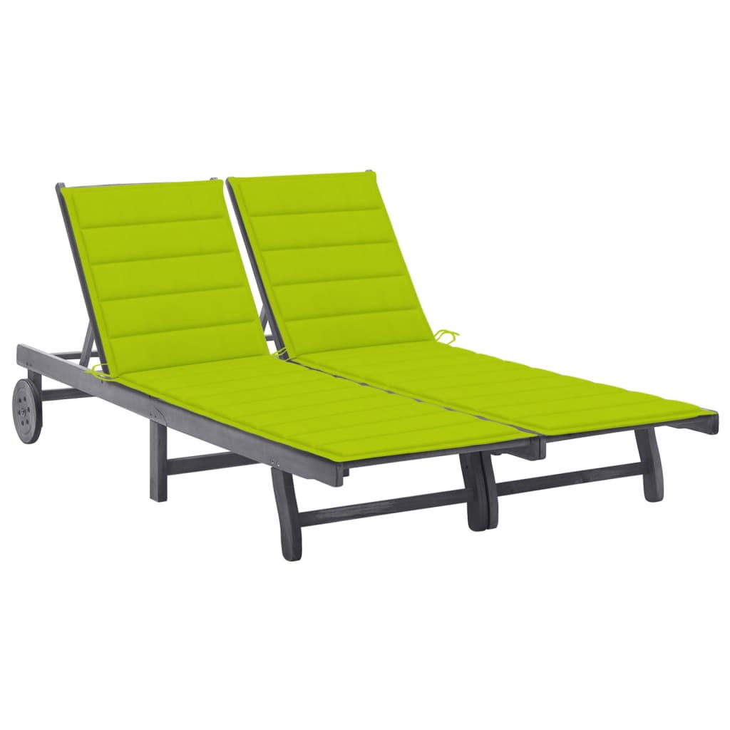 2-PERSONEN-SONNENLIEGE mit Auflage Grau Akazie Massivholz - Grau, Holz (200/76/200cm) - furnicato