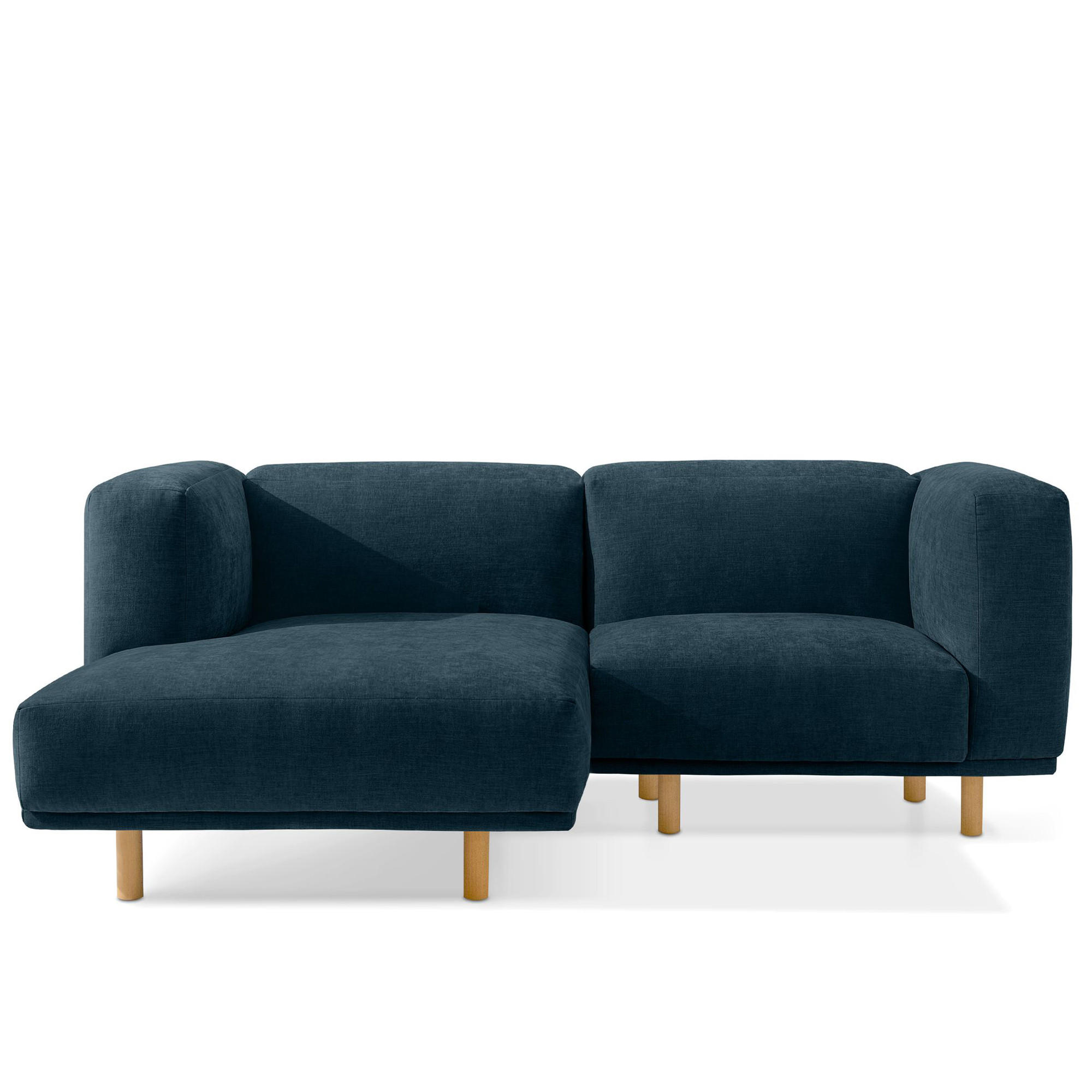 ECKSOFA-LINKS FOSERO, Chenille-Stoff - Buchefarben/Petrol, Holz/Holzwerkstoff (204/155cm) - KONSIMO®