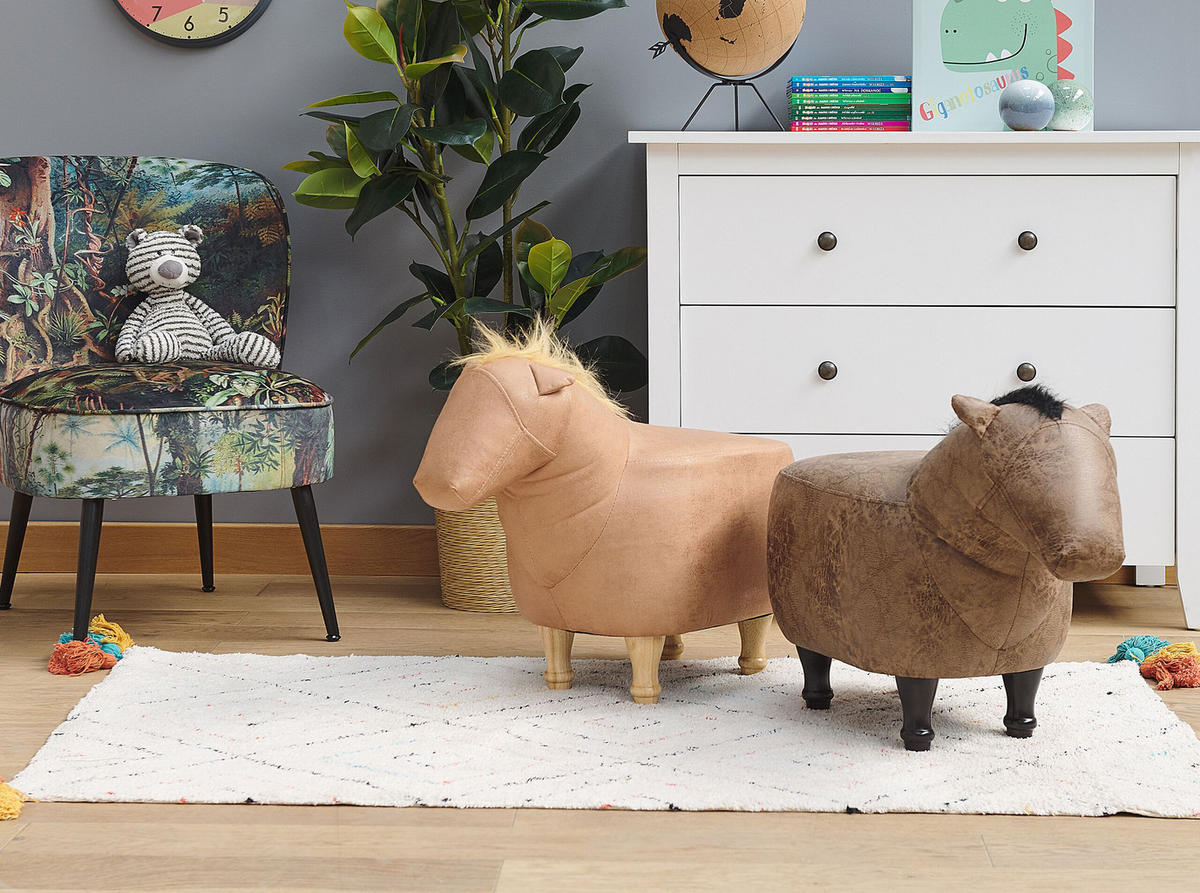 TIERHOCKER Horse 64/33/50 cm - Braun, Kunststoff/Textil (33/50/64cm) - Beliani