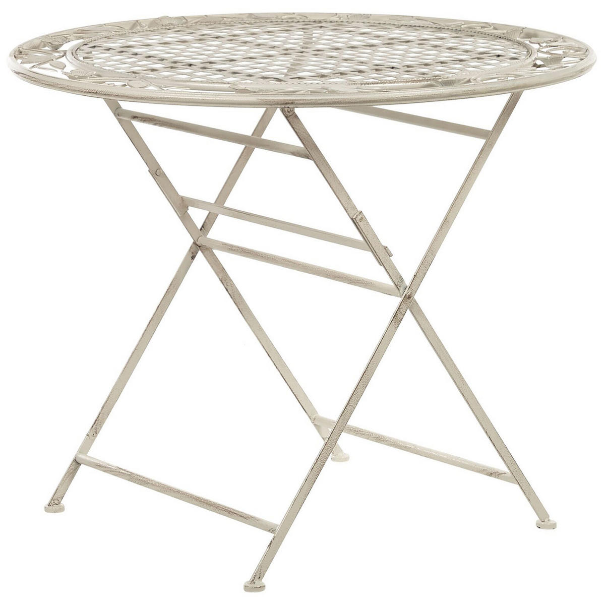GARTENTISCH cm Metall Cremeweiß Bivio - Weiß, Metall (90/74/90cm) - Beliani