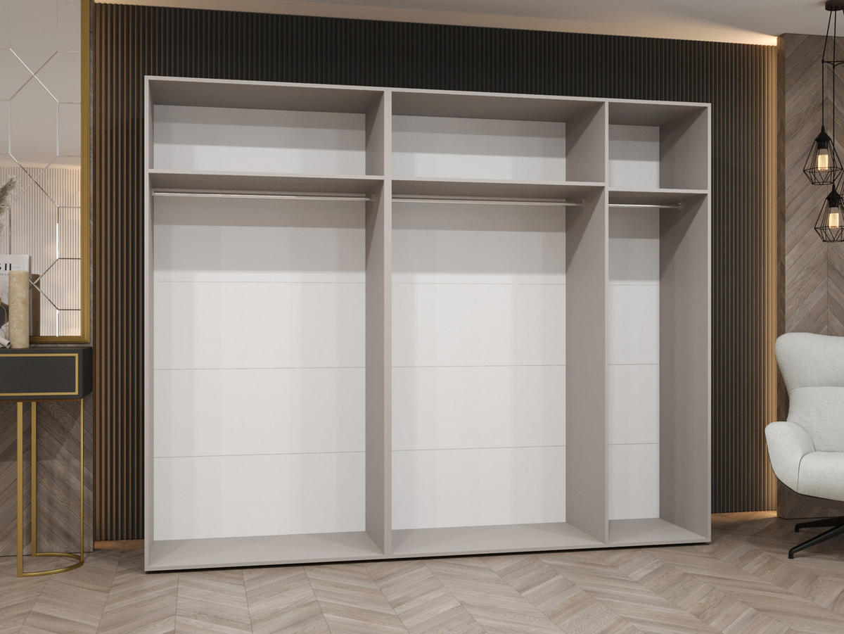 DREHTÜRENSCHRANK Mila I 250 - Kaschmir/Schwarz, Holzwerkstoff/Kunststoff (250/202/52cm) - MIRJAN24