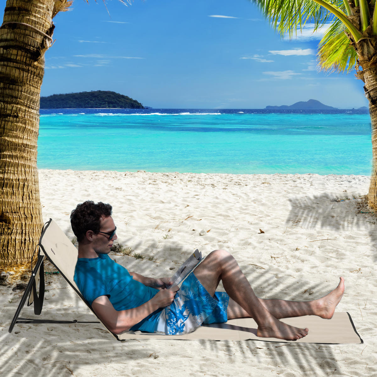 VERSTELLBARE SONNENLIEGE, 142 x 51 x 40 cm, Stahl, Oxford, Beige - Beige, Kunststoff (142/40/51cm) - Outsunny