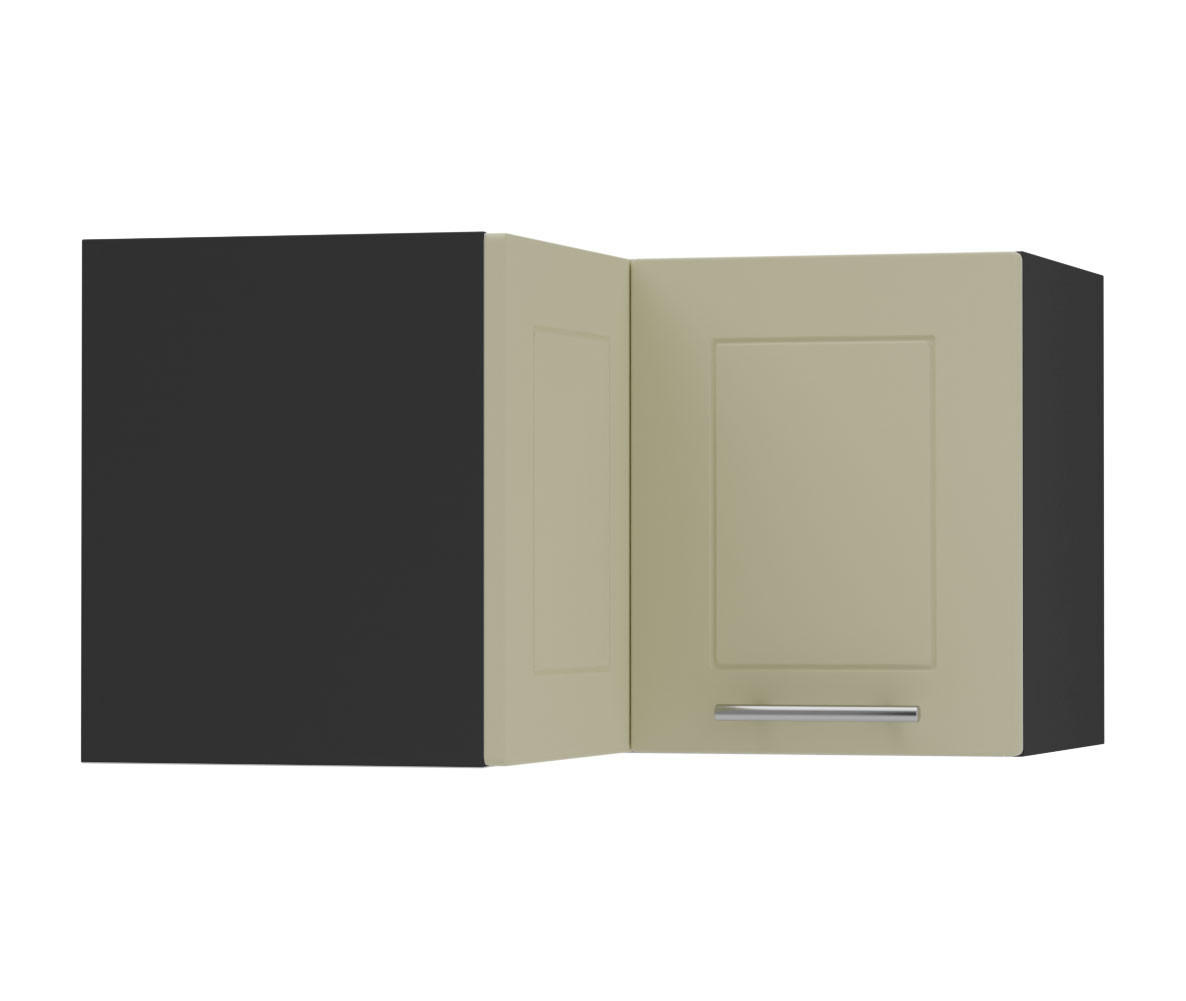 ECKHÄNGESCHRANK Kvantum W12/60/36 Vanille Matt / Schwarz Matt 60 / 60 / 36cm - Creme/Schwarz, Holz/Holzwerkstoff (60/36/60cm) - Feldmann-Wohnen