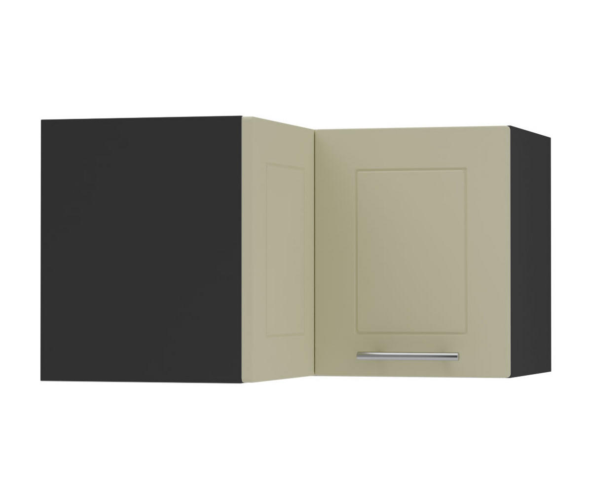 ECKHÄNGESCHRANK Kvantum W12/60/36 Vanille Matt / Schwarz Matt 60 / 60 / 36cm - Creme/Schwarz, Holz/Holzwerkstoff (60/36/60cm) - Feldmann-Wohnen