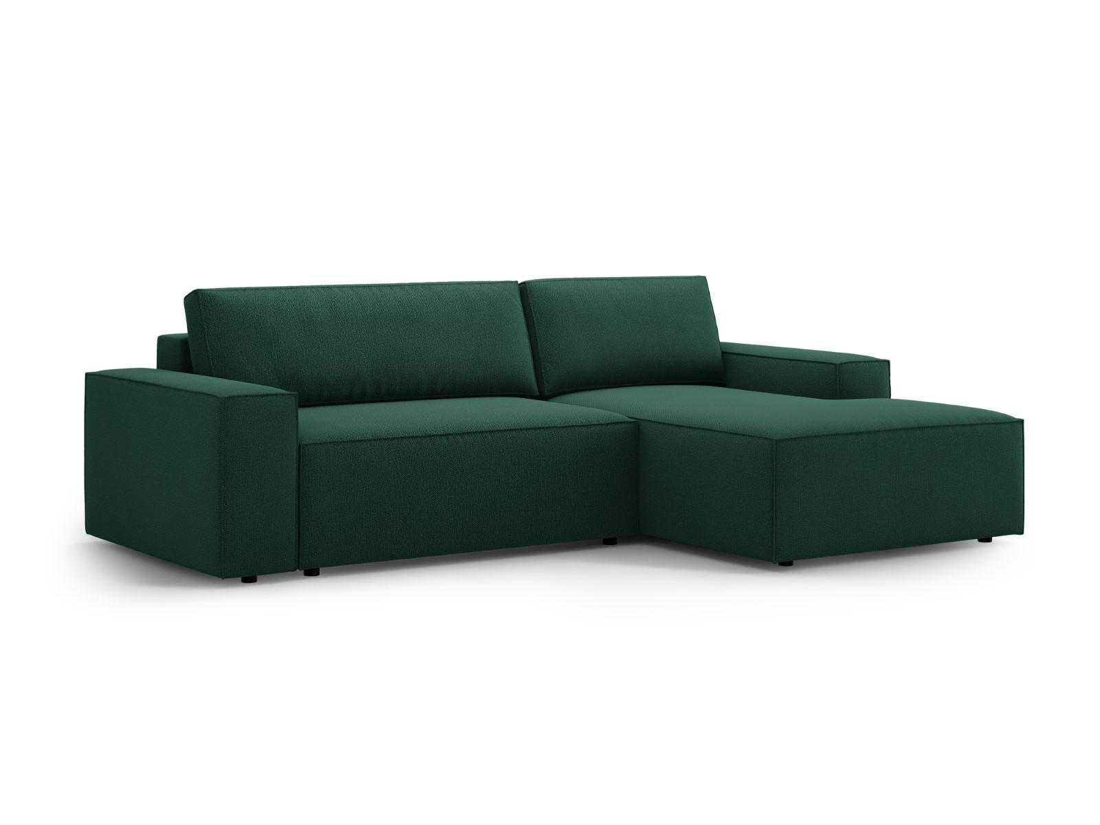 AUSKLAPPBARES-ECKSOFA rechts mit Container Jodie aus strukturiertem Stoff grün 3 Sitzplätze - Grün, Textil (246/151cm) - Micadoni