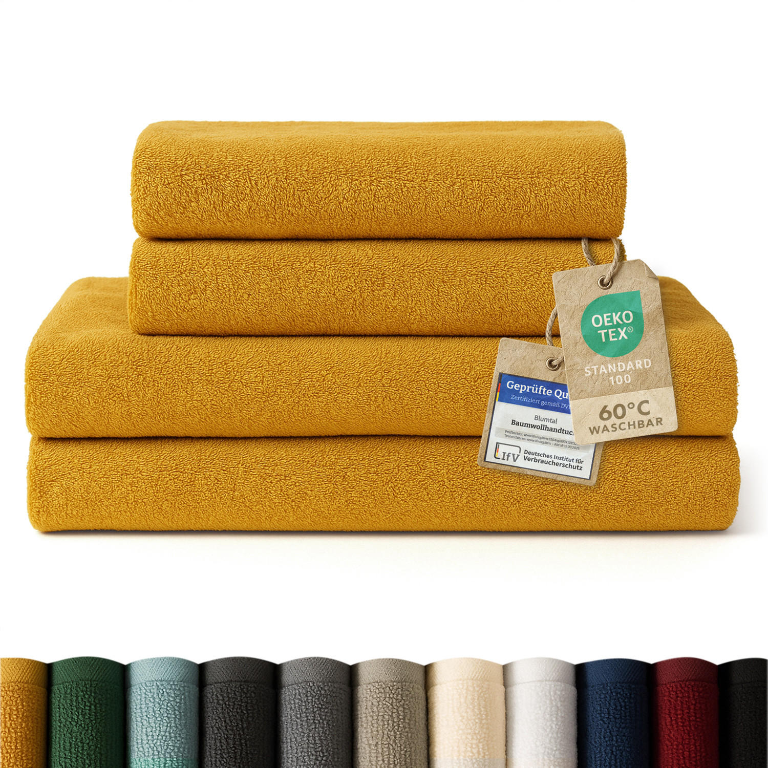OSUŠKA 4dílná sada, 2x osuška 70/140 + 2x ručník 50/100 cm, žlutá - žlutá, textil (70/140cm) - Blumtal