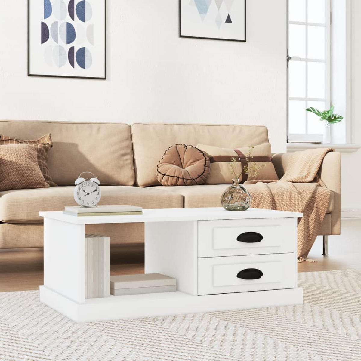 COUCHTISCH Weiß 90x50x35 cm Holzwerkstoff - Weiß, Holzwerkstoff (90/50/35cm) - furnicato