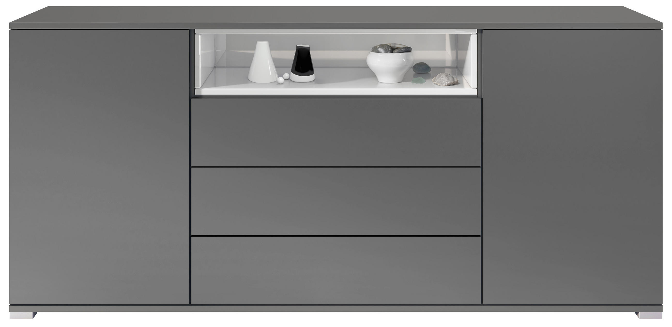 SIDEBOARD Skadu Weiß Hochglanz - Weiß Hochglanz, Holzwerkstoff (166.5/75.5/35cm) - Vladon