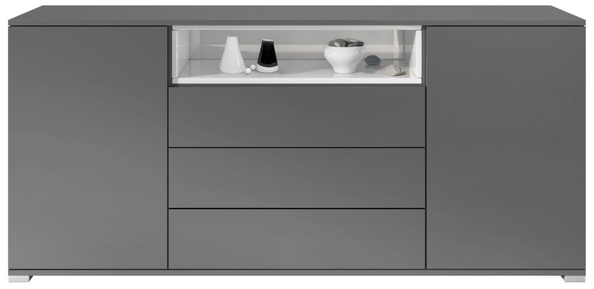 SIDEBOARD Skadu Weiß Hochglanz - Weiß Hochglanz, Holzwerkstoff (166.5/75.5/35cm) - Vladon