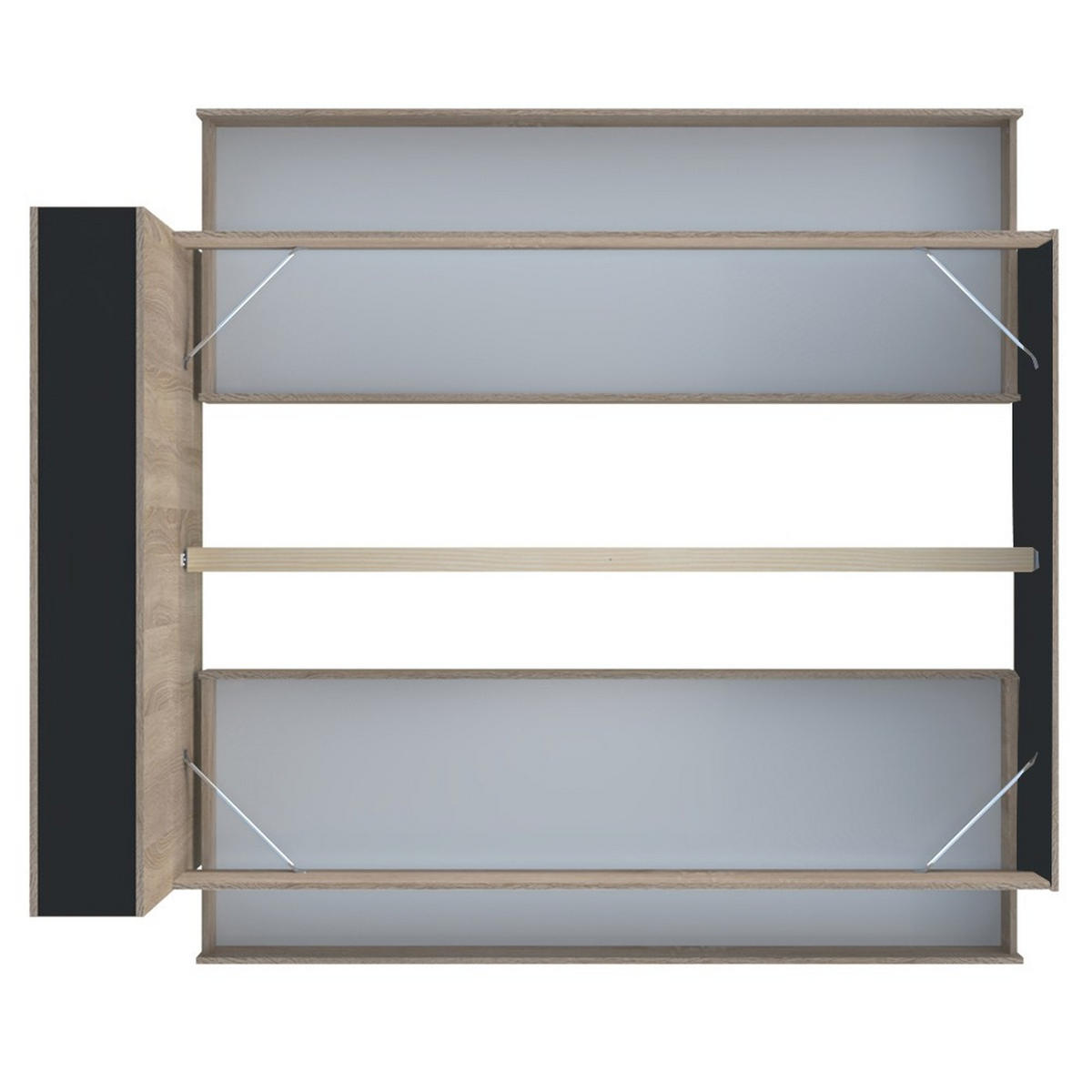 BETT RIGA mit Schubladen / Bett 160x200 - Schwarz und gebleichte Eiche Dekor - Schwarz, Holzwerkstoff (160/200cm) - Weber Industries