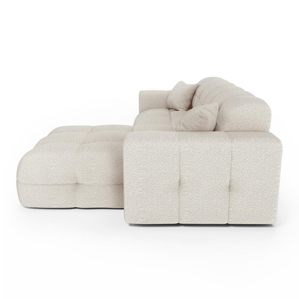 ECKSOFA rechtwinklig COCOON Frottee Creme 230cm - Creme, Textil (230/155cm) - Premium Interiors