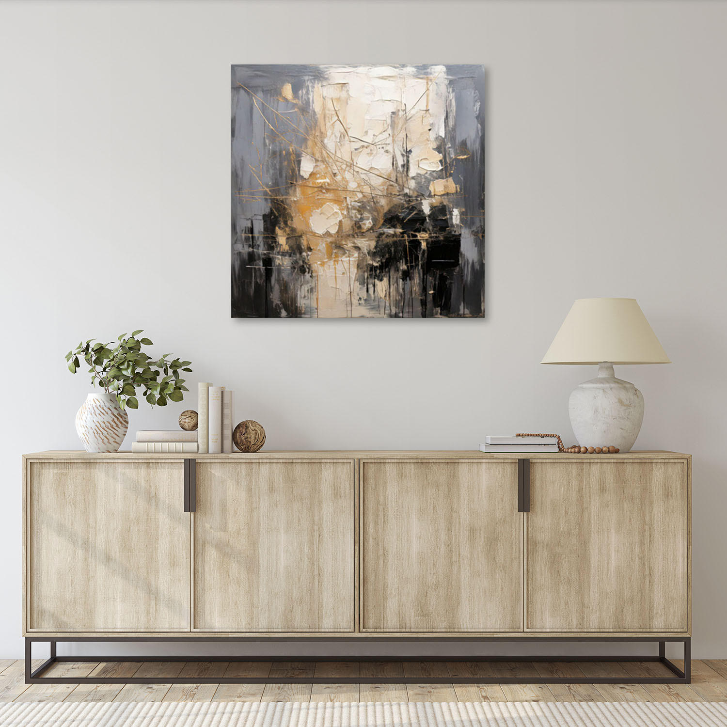 LEINWANDBILD Abstraktion Impasto-Technik Grau 60x60cm - Grau, Textil (60/60cm) - Feeby