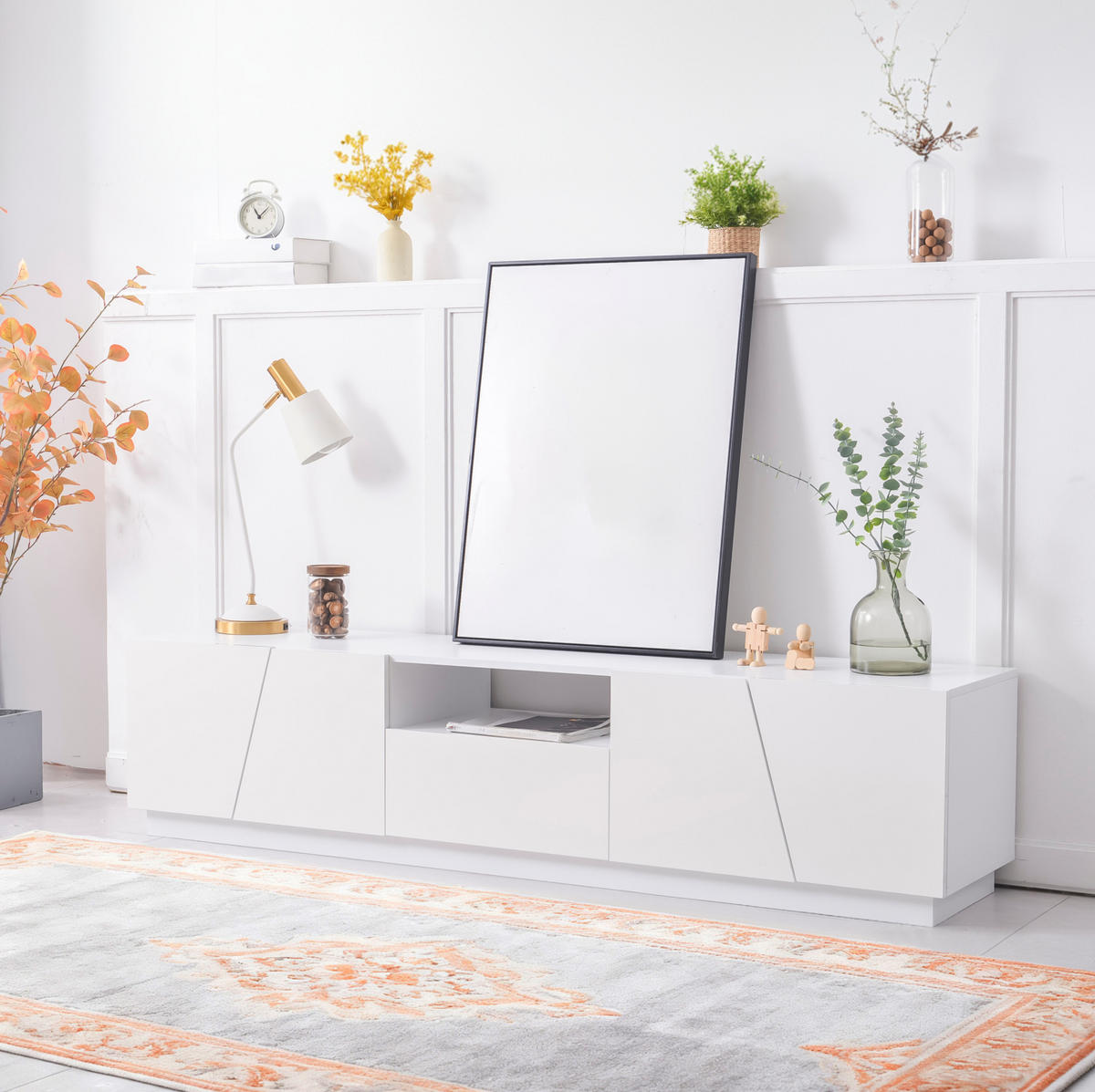 TV-ELEMENT mit 4 Türen 170 cm MDF Weiß - Weiß, Holzwerkstoff (37/42/170cm) - Beauniv