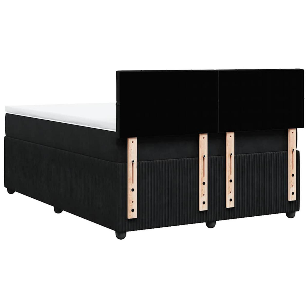 BOXSPRINGBETT Mit Matratze Schwarz 140/200 Cm Samt - Schwarz, Textil (140/200cm) - vidaXL
