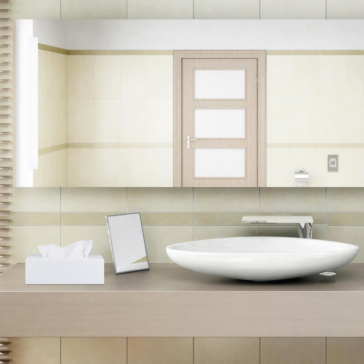 TÜCHERBOX - Weiß, Holz (12/24/7.5cm) - Relaxdays